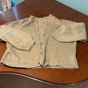 SHEIN Light Cream Button-Front Crewneck Cardigan